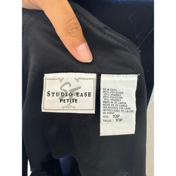 Studio Ease Petite Navy Velvet Jumper Dress Size 10P - Picture 5 of 6